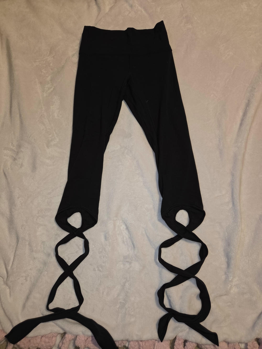 lululemon athletica Black Leggings with Crisscross Tie Hem